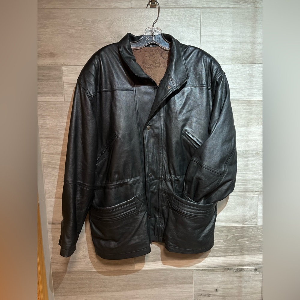 Vintage Charcoal Leather Jacket